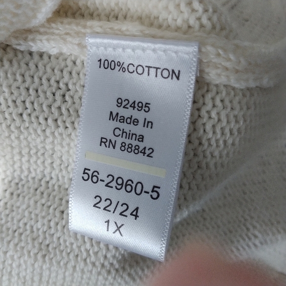 Woman Within White Crew Neck Cable Knit Sweater 1X - Picture 6 of 9